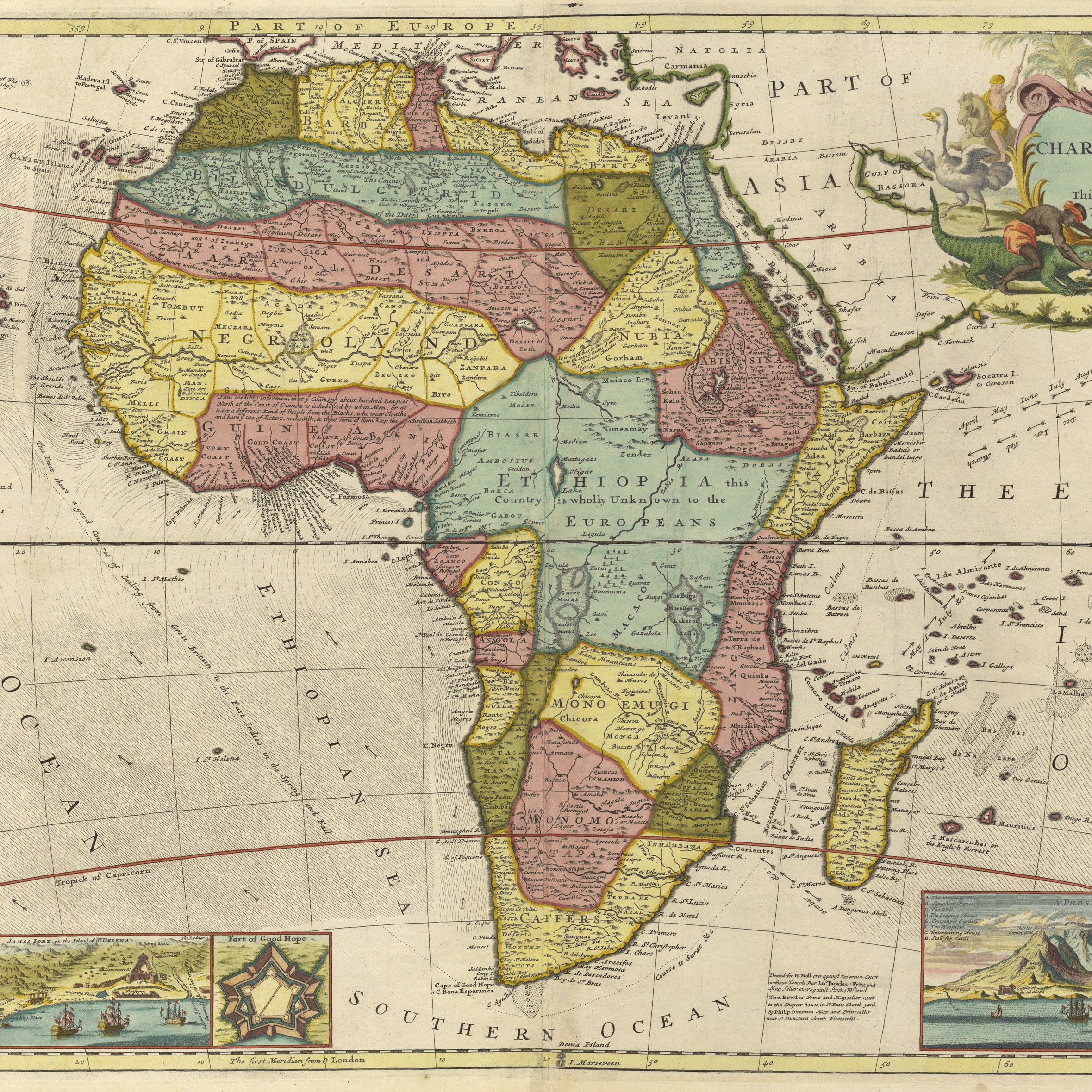 Mapa antiguo de Africa cuadrado